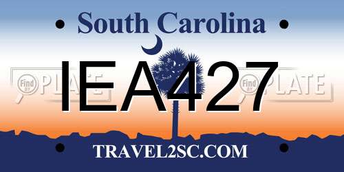 IEA427 South Carolina License Plate
