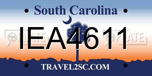 IEA4611 South Carolina License Plate