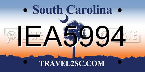 IEA5994 South Carolina License Plate
