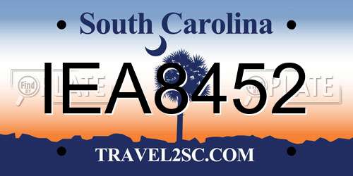 IEA8452 South Carolina License Plate