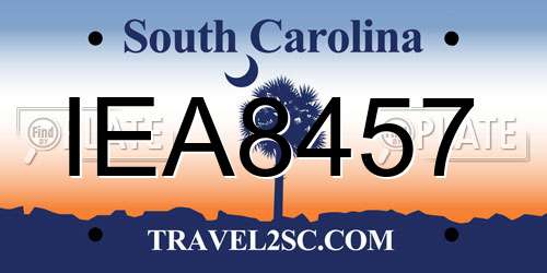 IEA8457 South Carolina License Plate