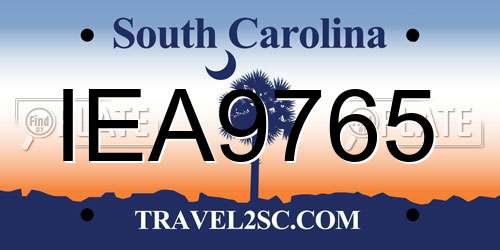 IEA9765 South Carolina License Plate