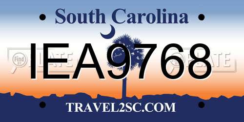 IEA9768 South Carolina License Plate