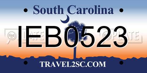 IEB0523 South Carolina License Plate