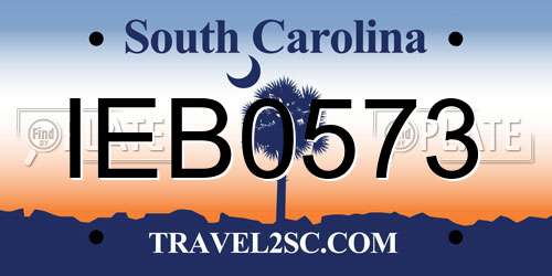 IEB0573 South Carolina License Plate