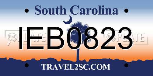 IEB0823 South Carolina License Plate
