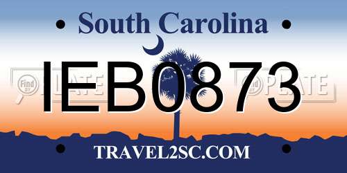IEB0873 South Carolina License Plate