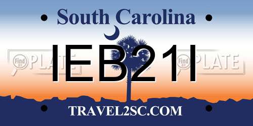 IEB21I South Carolina License Plate