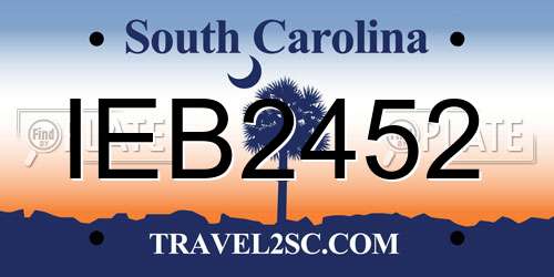 IEB2452 South Carolina License Plate