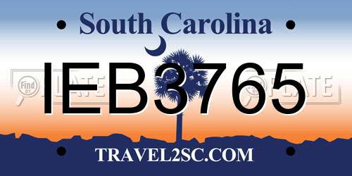 IEB3765 South Carolina License Plate