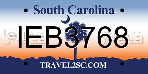IEB3768 South Carolina License Plate
