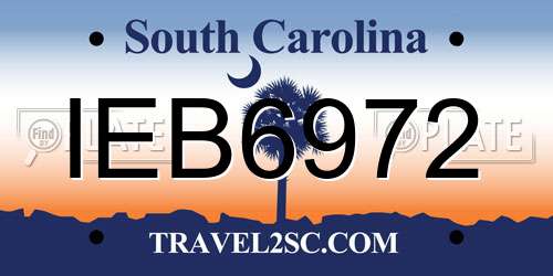 IEB6972 South Carolina License Plate