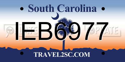 IEB6977 South Carolina License Plate
