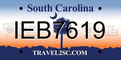 IEB7619 South Carolina License Plate