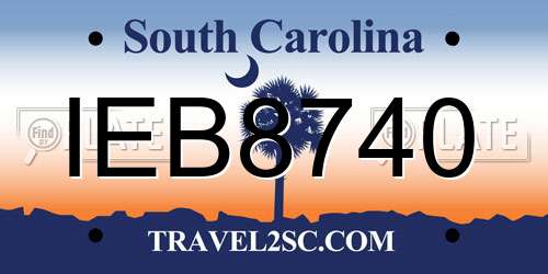 IEB8740 South Carolina License Plate