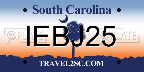 IEBJ25 South Carolina License Plate