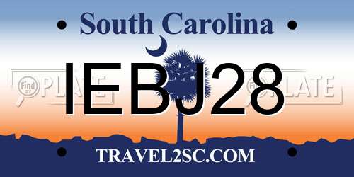 IEBJ28 South Carolina License Plate