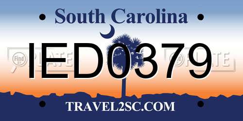 IED0379 South Carolina License Plate