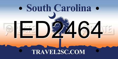IED2464 South Carolina License Plate