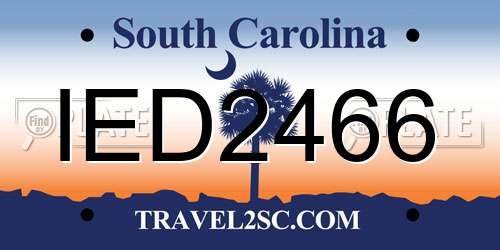 IED2466 South Carolina License Plate