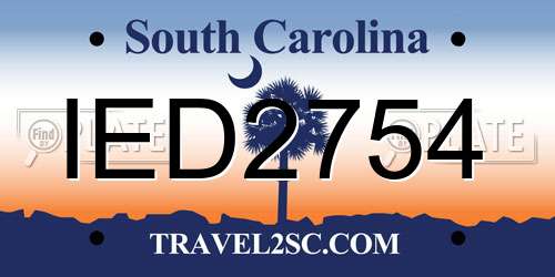 IED2754 South Carolina License Plate