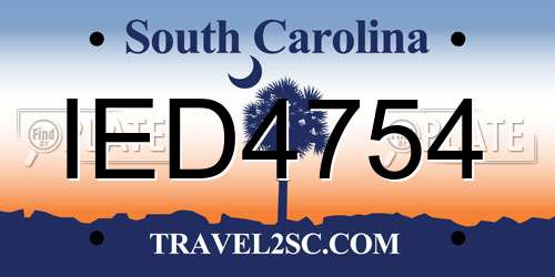 IED4754 South Carolina License Plate