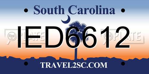 IED6612 South Carolina License Plate