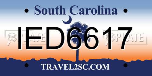 IED6617 South Carolina License Plate