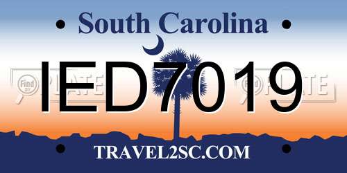 IED7019 South Carolina License Plate