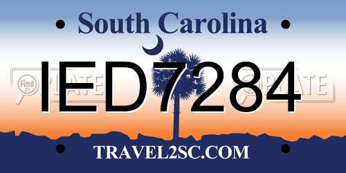 IED7284 South Carolina License Plate