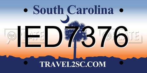 IED7376 South Carolina License Plate