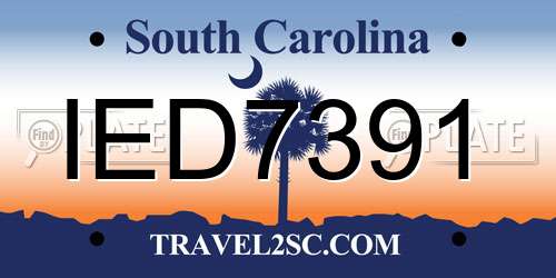 IED7391 South Carolina License Plate