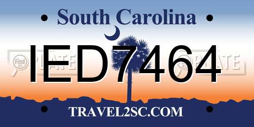 IED7464 South Carolina License Plate