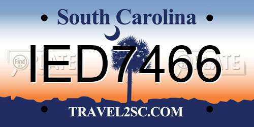 IED7466 South Carolina License Plate