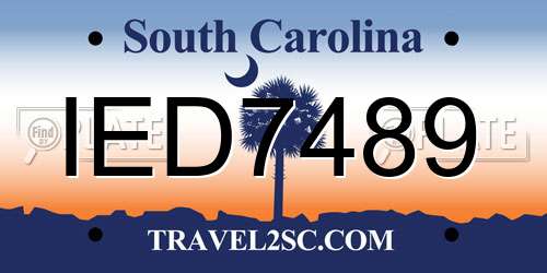 IED7489 South Carolina License Plate