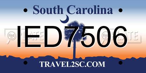 IED7506 South Carolina License Plate