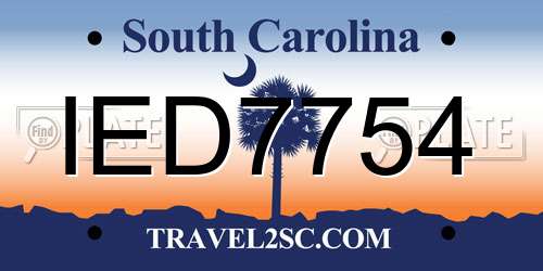 IED7754 South Carolina License Plate