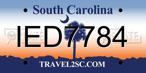 IED7784 South Carolina License Plate