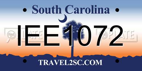 IEE1072 South Carolina License Plate