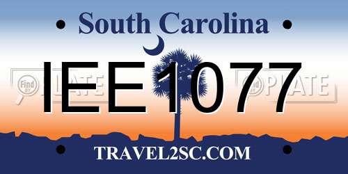 IEE1077 South Carolina License Plate
