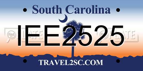 IEE2525 South Carolina License Plate