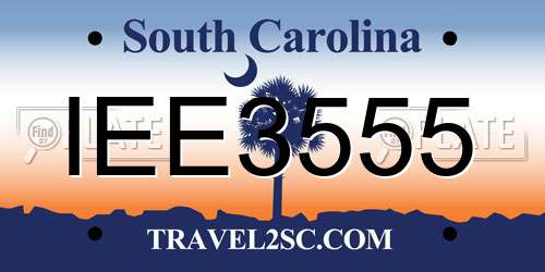 IEE3555 South Carolina License Plate