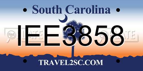 IEE3858 South Carolina License Plate