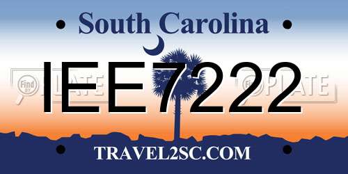 IEE7222 South Carolina License Plate