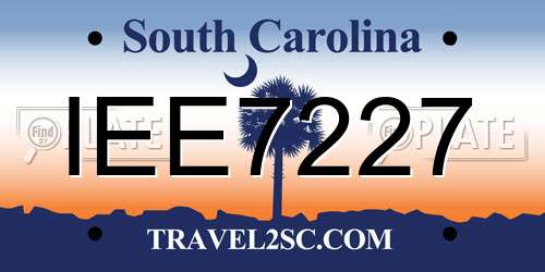 IEE7227 South Carolina License Plate