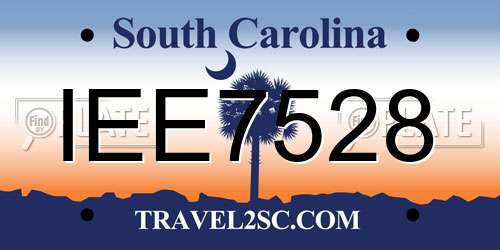 IEE7528 South Carolina License Plate