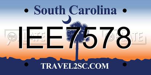 IEE7578 South Carolina License Plate