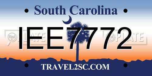 IEE7772 South Carolina License Plate