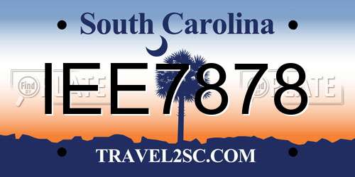 IEE7878 South Carolina License Plate