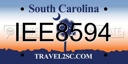 IEE8594 South Carolina License Plate